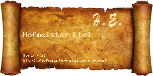 Hofmeister Etel névjegykártya